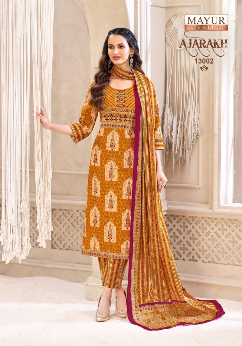Ajarakh Vol 13 By Mayur Cotton Kurti With Bottom Dupatta 